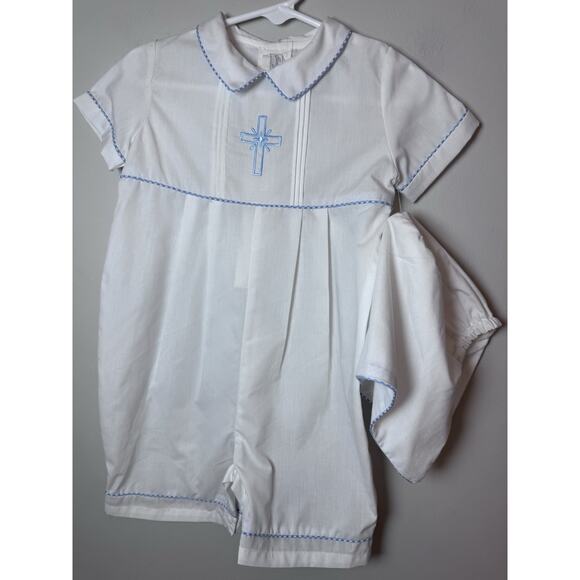 Carriage Boutique Embroidered Christening Romper & Bonnet Set 18 Months NEW $54 - Picture 3 of 14